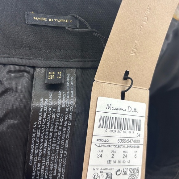 NWT Massimo Dutti Women’s Pleated Black Dart Trousers Straight Leg 2 - Picture 5 of 5